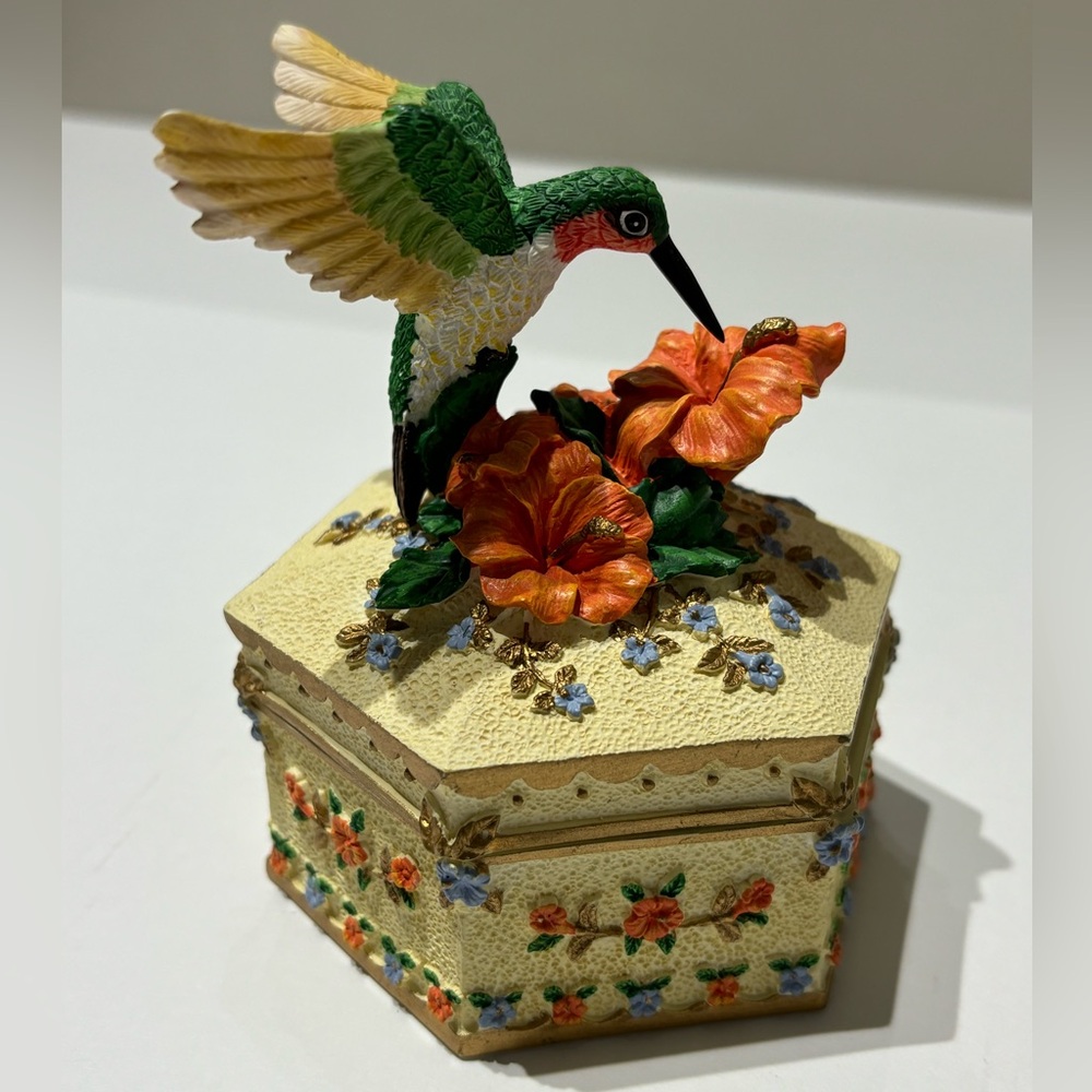 Hummingbird Floral Trinket Box